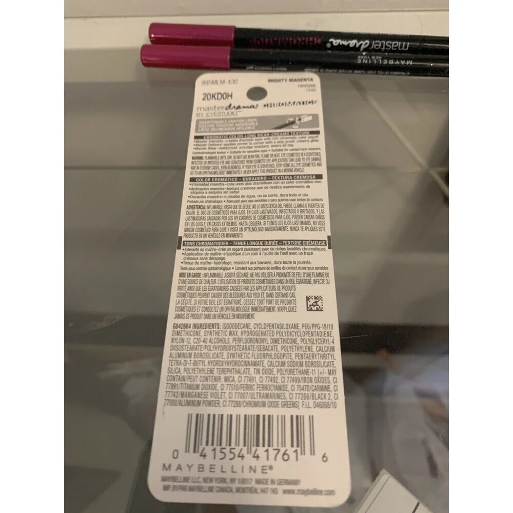 2 crayon lot Maybelline Master Drama CHROMATIC eye liner 430 Mighty Magenta